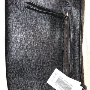NWT JustFab Black Leather Slim Crossbody Bag